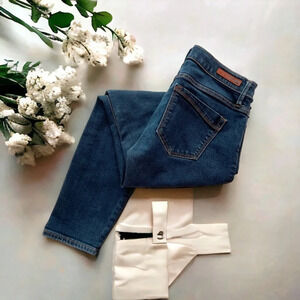 EXPRESS Mid rise Legging Denim Blue Jeans Size 4 Short Casual Everyday Jeans